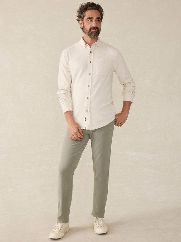 Faherty Stretch Terry 5-Pocket Athletic Fit Pant - Faded Olive Men's Bottoms