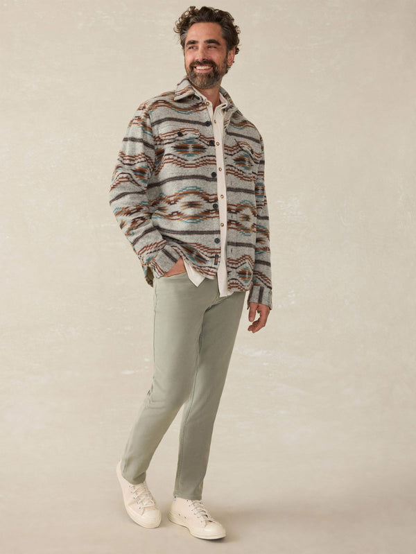 Faherty Stretch Terry 5-Pocket Athletic Fit Pant - Faded Olive Men's Bottoms