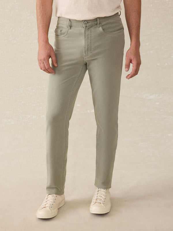 faherty Stretch Terry 5-Pocket Athletic Fit Pant - Faded Olive Men's Bottoms