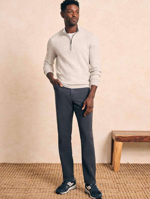 Faherty Stretch Terry 5-Pocket Athletic Fit Pant - Navy Men's Bottoms
