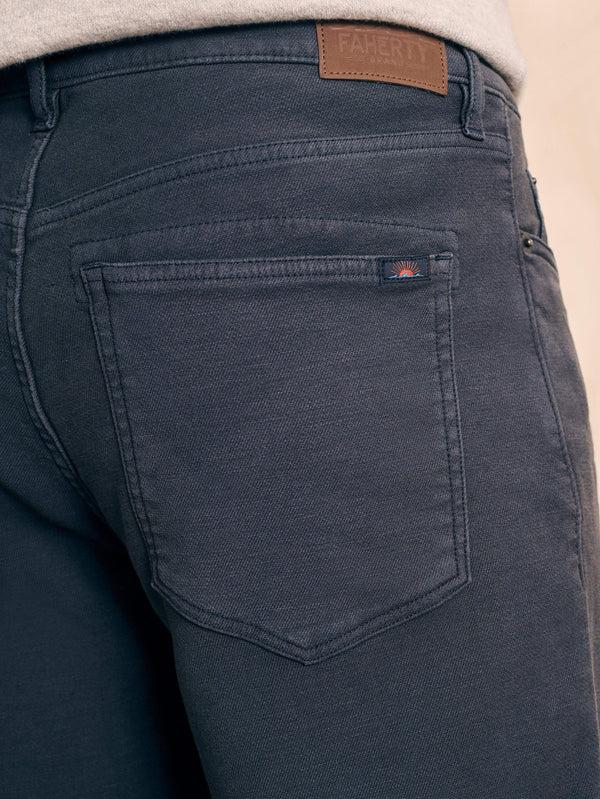 Faherty Stretch Terry 5-Pocket Athletic Fit Pant - Navy Men's Bottoms