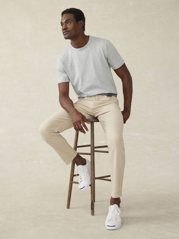 Faherty Stretch Terry 5-Pocket Athletic Fit Pant - Stone Men's Bottoms