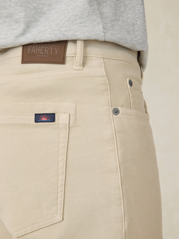 Faherty Stretch Terry 5-Pocket Athletic Fit Pant - Stone Men's Bottoms