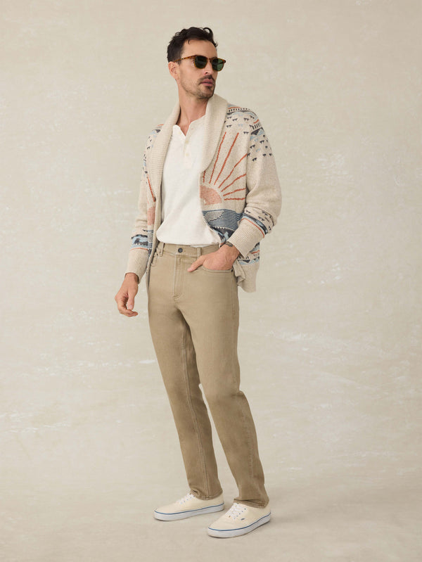Faherty Stretch Terry 5-Pocket Pant - Desert Khaki Men's Bottoms