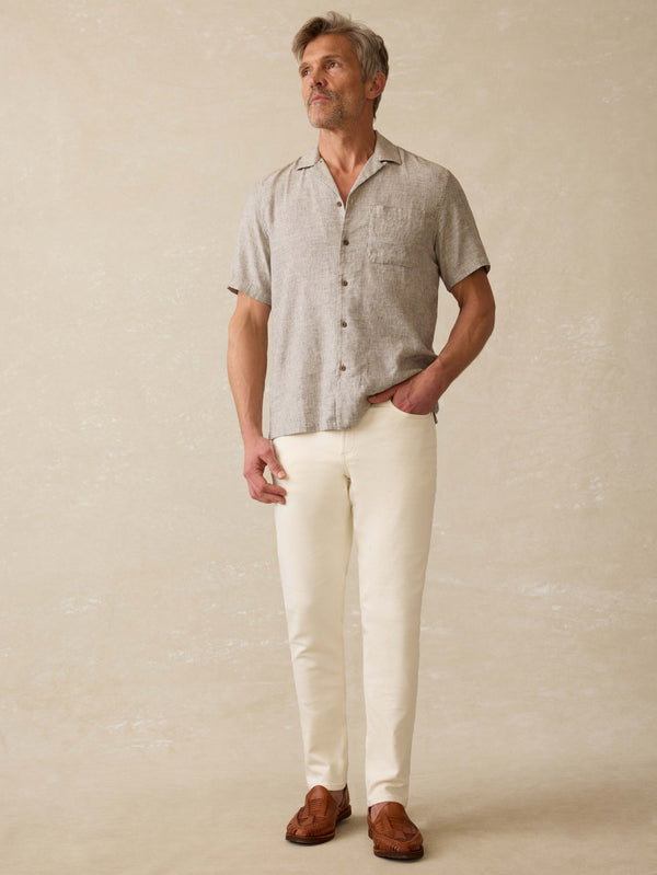 Faherty Stretch Terry 5-Pocket Pant - Egret Men's Bottoms
