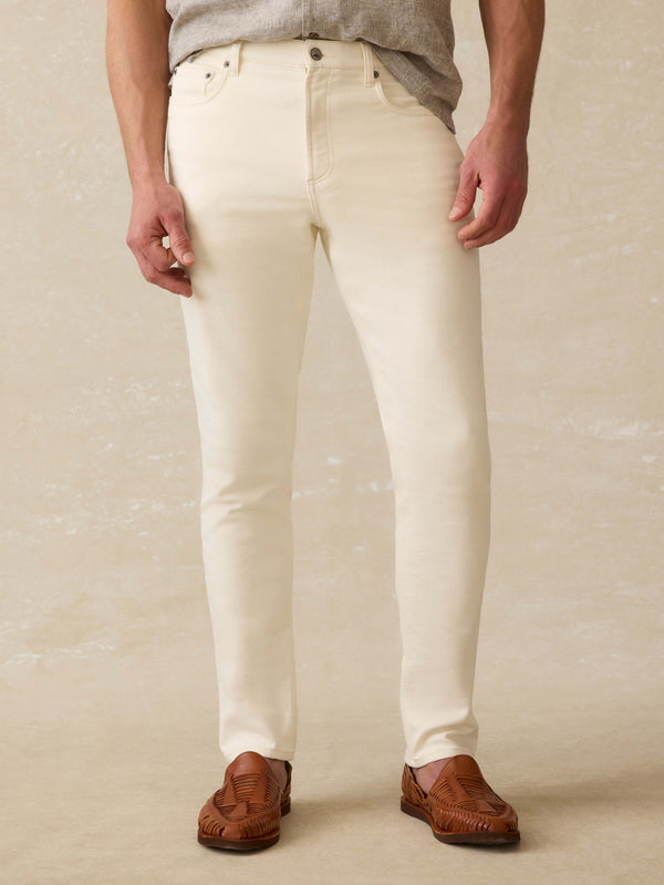 faherty Stretch Terry 5-Pocket Pant - Egret Men's Bottoms