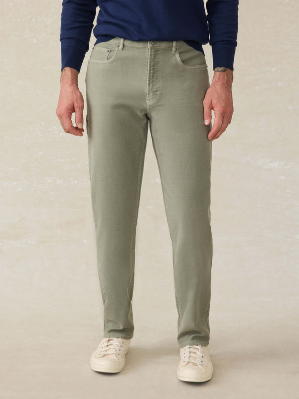 faherty Stretch Terry 5-Pocket Pant - Faded Olive Men's Bottoms