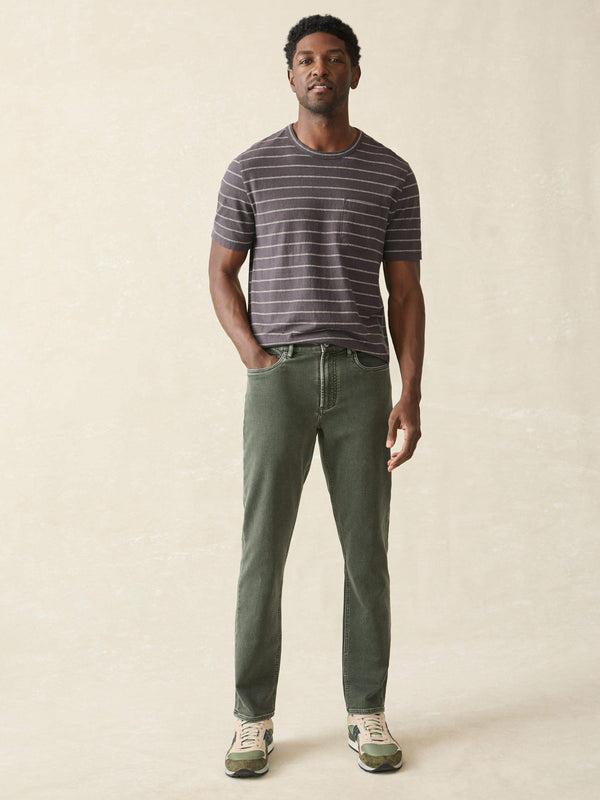 Faherty Stretch Terry 5-Pocket Pant - Fall Olive Men's Bottoms