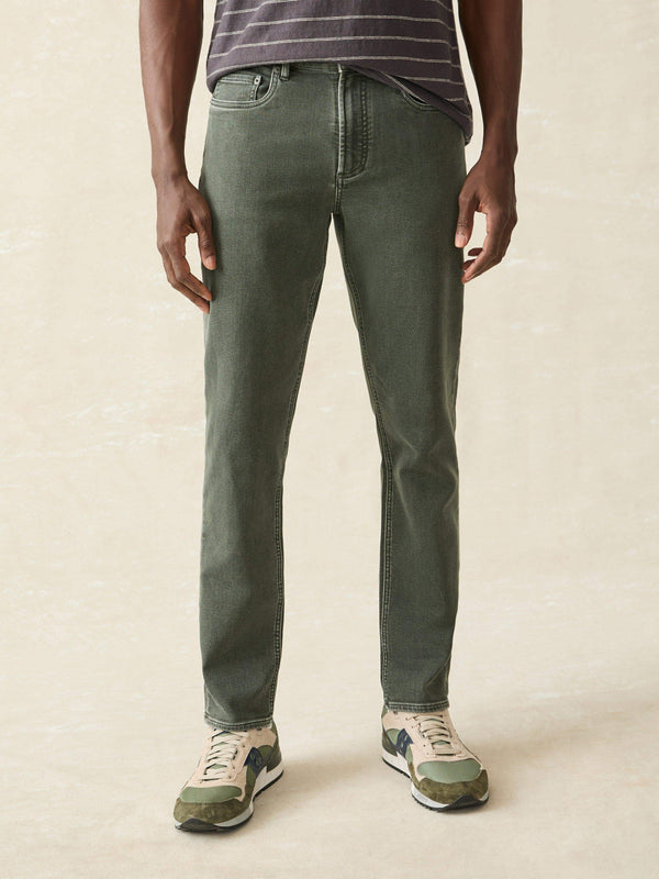 faherty Stretch Terry 5-Pocket Pant - Fall Olive Men's Bottoms