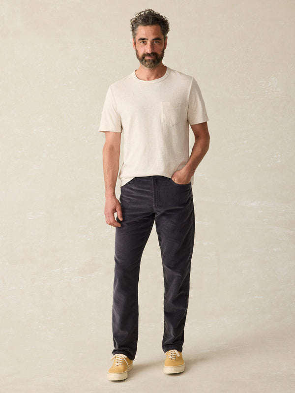 faherty Stretch Terry Corduroy 5-Pocket Pant - Washed Charcoal Men's Bottoms