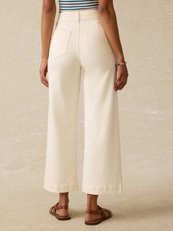 Faherty Stretch Terry Harbor Ankle Pant - Egret Women's Bottoms