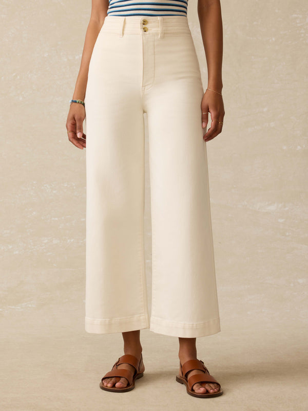 Faherty Stretch Terry Harbor Ankle Pant - Egret Women's Bottoms