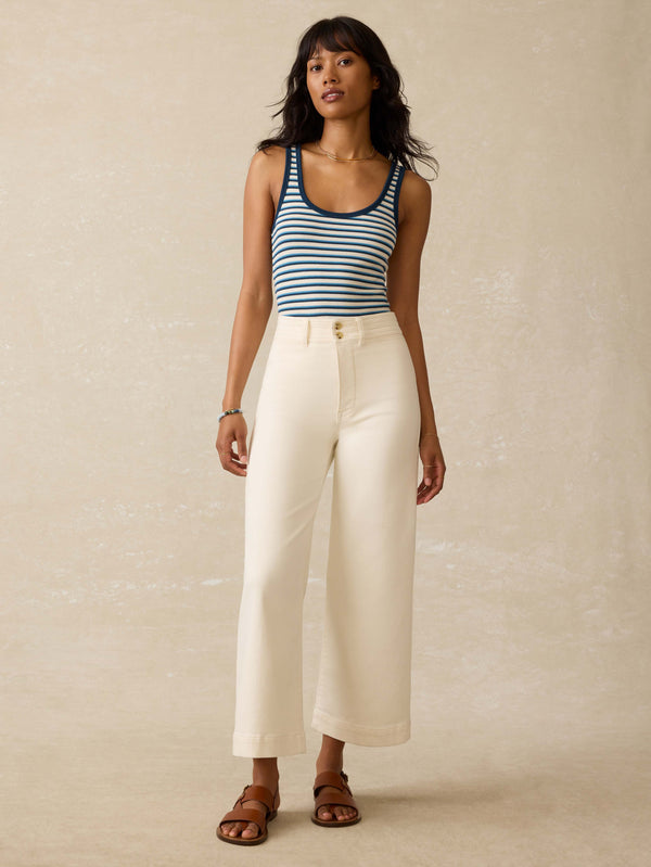 faherty Stretch Terry Harbor Ankle Pant - Egret Women's Bottoms