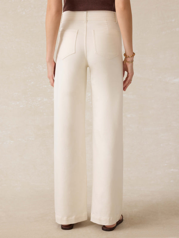 Faherty Stretch Terry Harbor Pant - Egret Women's Bottoms
