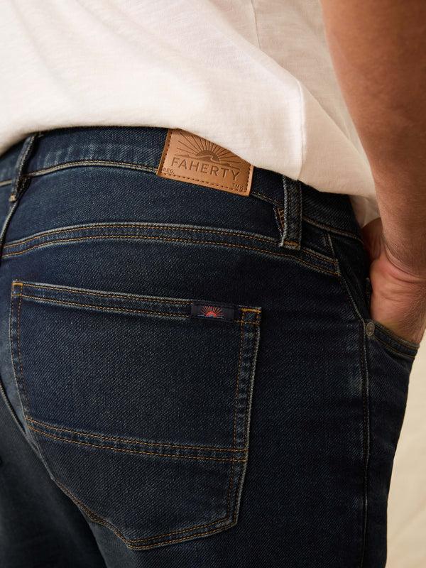 Faherty Stretch Terry Indigo 5-Pocket Pant - Belmar Coast Wash Men's Bottoms
