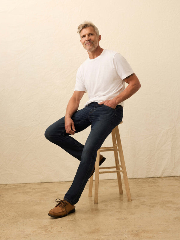 Faherty Stretch Terry Indigo 5-Pocket Pant - Belmar Coast Wash Men's Bottoms