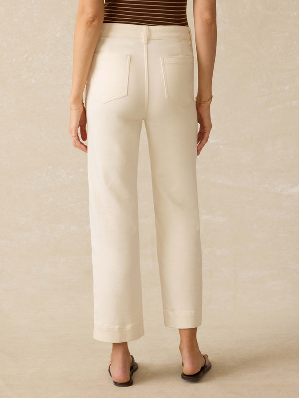 Faherty Stretch Terry Patch Pocket Ankle Pant - Egret Women's Bottoms