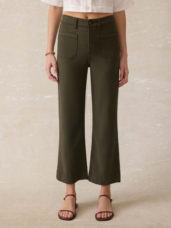 Faherty Stretch Terry Patch Pocket Ankle Pant - Forest Olive Women's Bottoms