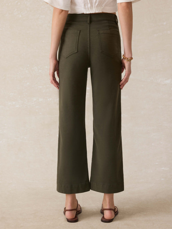 Faherty Stretch Terry Patch Pocket Ankle Pant - Forest Olive Women's Bottoms
