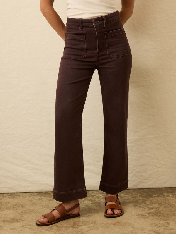 Faherty Stretch Terry Patch Pocket Ankle Pant - Northern Brown Women's Bottoms