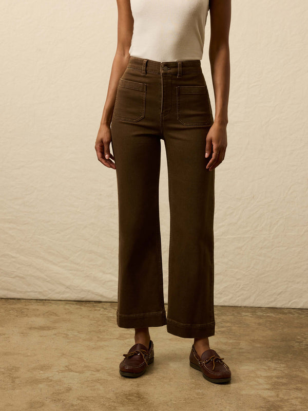 Faherty Stretch Terry Patch Pocket Ankle Pant - Walnut Women's Bottoms