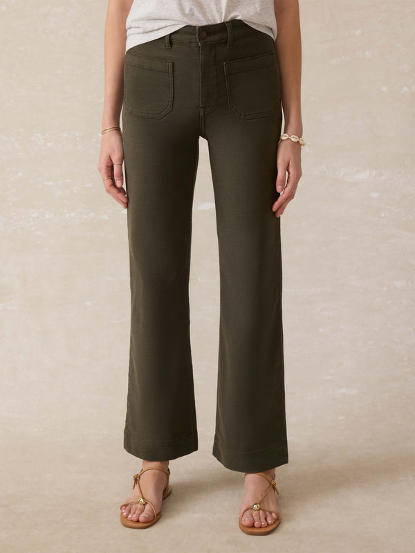 Faherty Stretch Terry Patch Pocket Pant - Forest Olive Women's Bottoms
