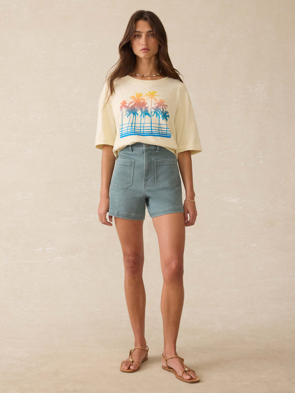 faherty Stretch Terry Patch Pocket Short - Ocean Glass Women's Bottoms