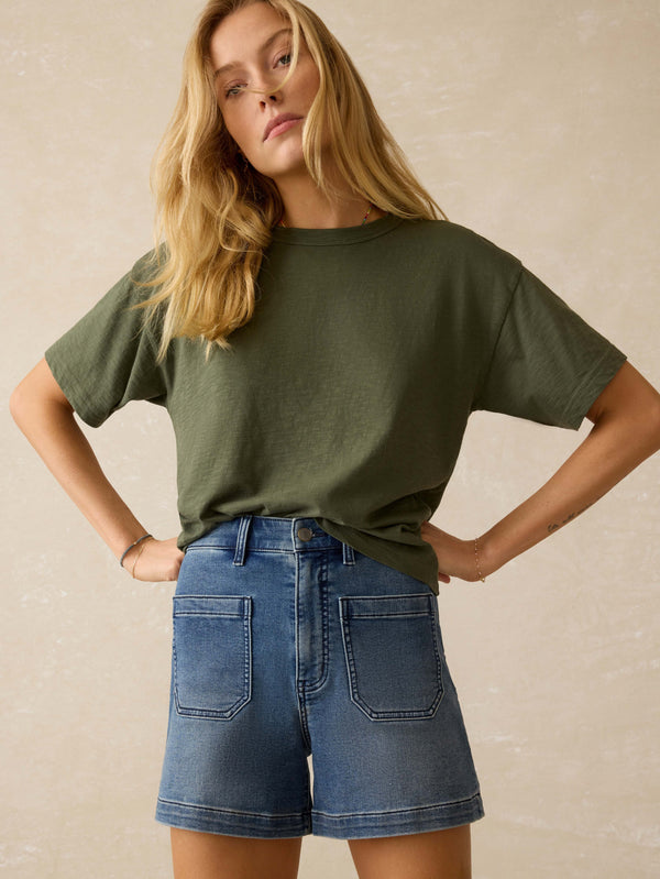 faherty Stretch Terry Patch Pocket Short - Riverton Women's Bottoms