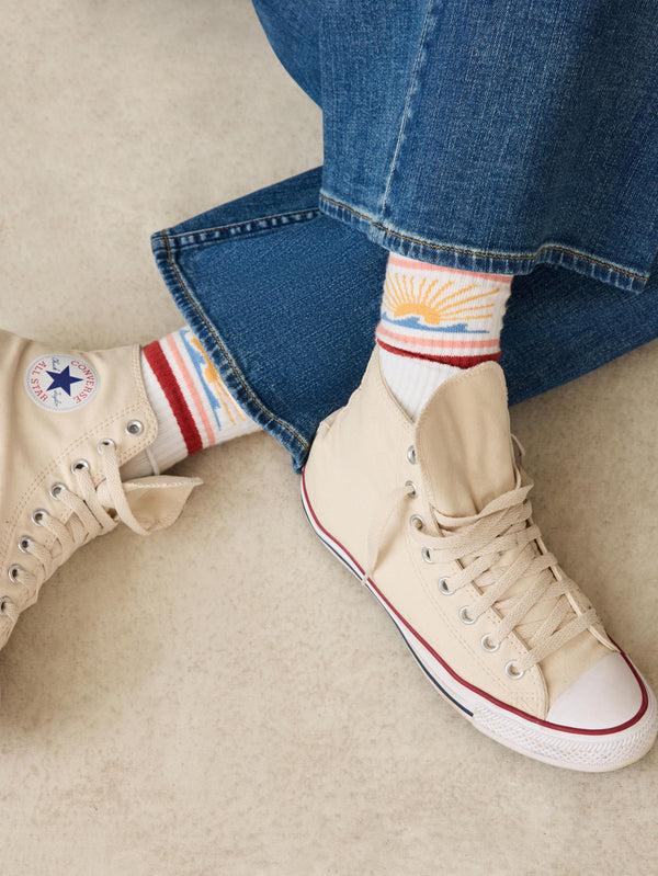 Faherty Sun And Waves Sock - Red Horizon Accessories Socks