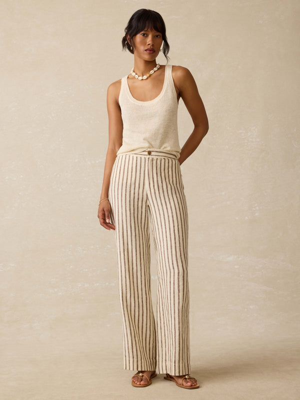 faherty Sun Strider Linen Pant - Cocoa Grove Stripe Women's Bottoms