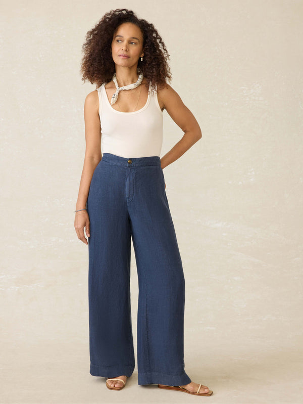 Faherty Sun Strider Linen Pant - Deep Sea Navy Women's Bottoms