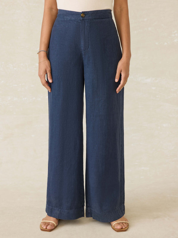 Faherty Sun Strider Linen Pant - Deep Sea Navy Women's Bottoms