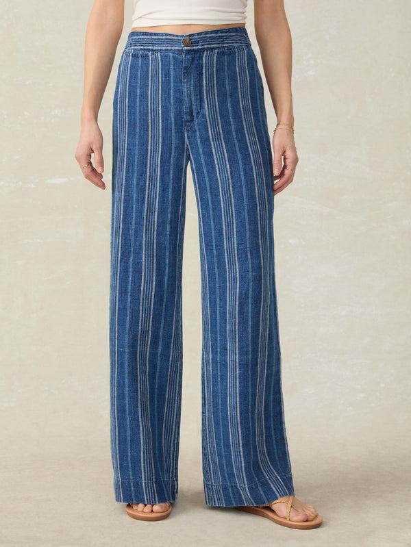 Faherty Sun Strider Linen Pant - Dockside Stripe Women's Bottoms