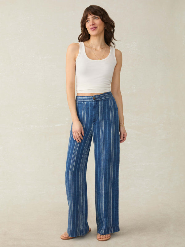 faherty Sun Strider Linen Pant - Dockside Stripe Women's Bottoms