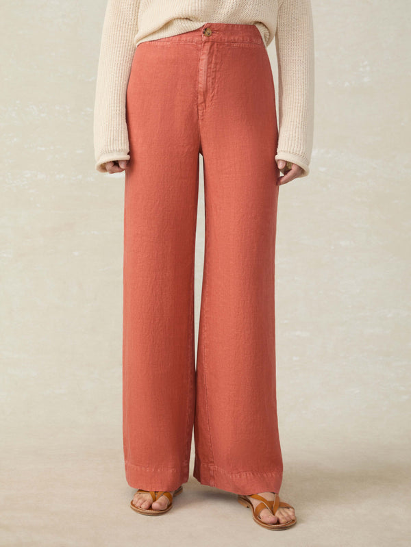 Faherty Sun Strider Linen Pant - Red Rock Women's Bottoms