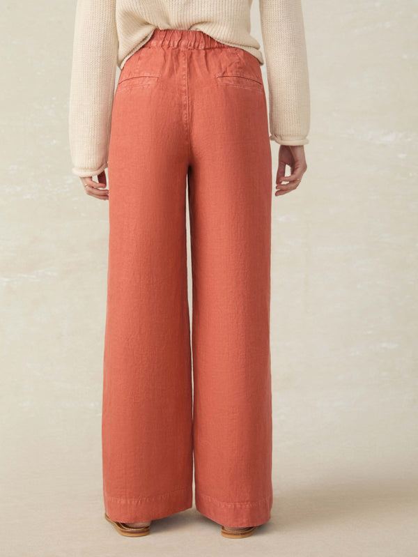 Faherty Sun Strider Linen Pant - Red Rock Women's Bottoms