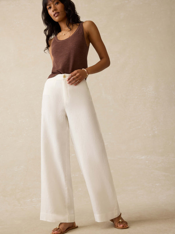 Faherty Sun Strider Linen Pant - White Women's Bottoms