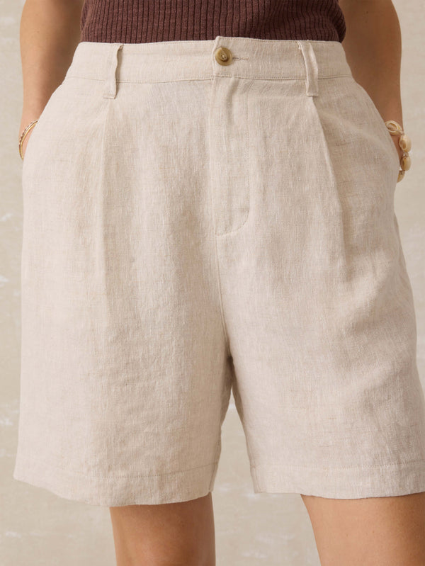 Faherty Sun Strider Linen Short - Flax Women's Bottoms