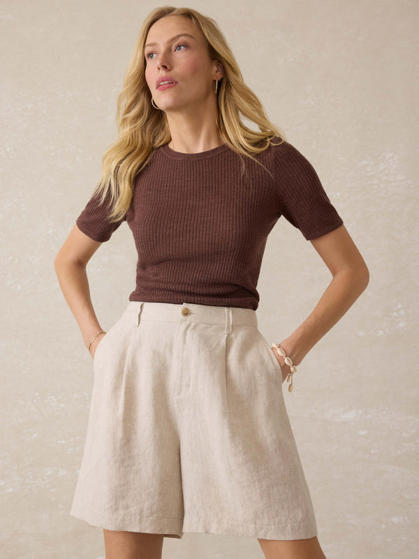 faherty Sun Strider Linen Short - Flax Women's Bottoms