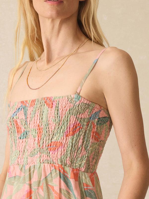 Faherty Sunrise Smocked Dress - Watercolor Palms Women's Dresses