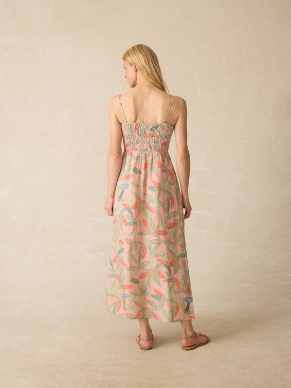 Faherty Sunrise Smocked Dress - Watercolor Palms Women's Dresses