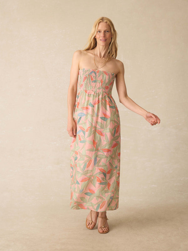 faherty Sunrise Smocked Dress - Watercolor Palms Women's Dresses