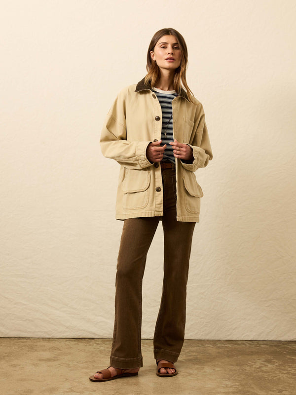 Faherty Sunwashed Canvas Barn Jacket - Sandy Khaki Women's Outerwear