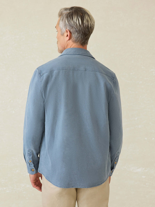 Faherty Sunwashed Canvas CPO - Petrol Blue Men's Outerwear