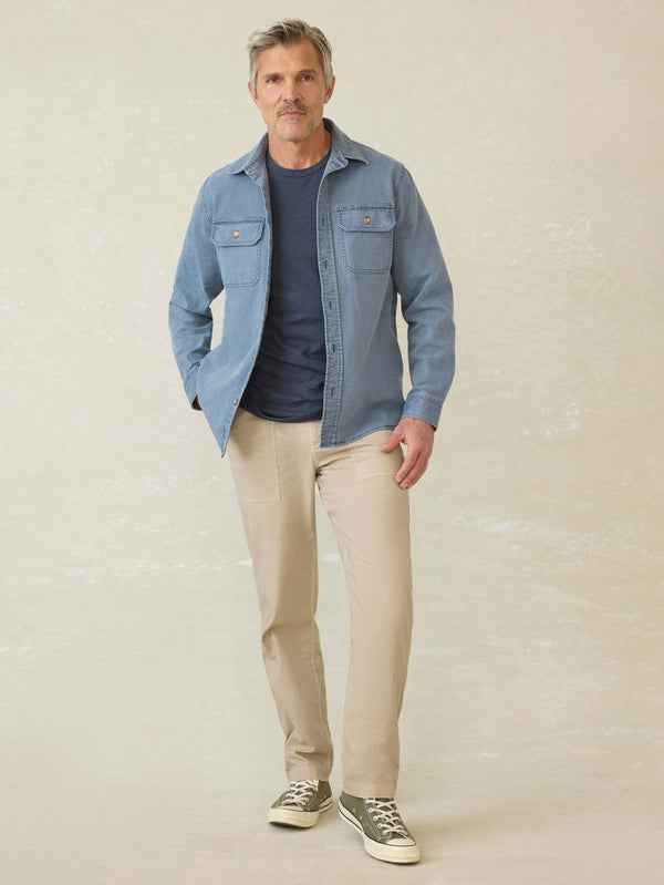 Faherty Sunwashed Canvas CPO - Petrol Blue Men's Outerwear