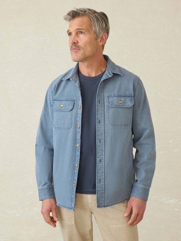 faherty Sunwashed Canvas CPO - Petrol Blue Men's Outerwear