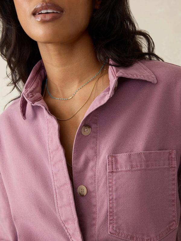 Faherty Sunwashed Canvas Overshirt - Weathered Orchid Women's Button Ups