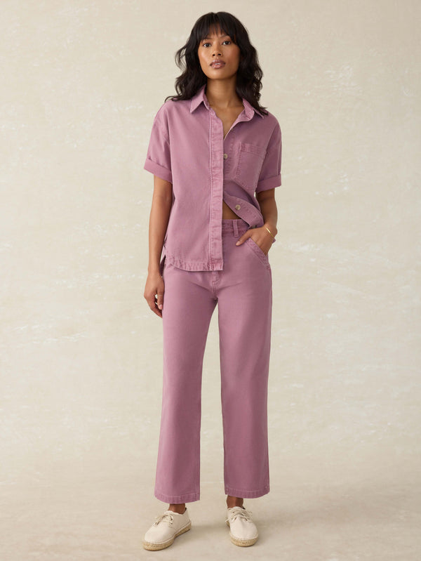 Faherty Sunwashed Canvas Overshirt - Weathered Orchid Women's Button Ups
