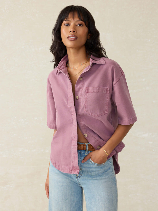 Faherty Sunwashed Canvas Overshirt - Weathered Orchid Women's Button Ups