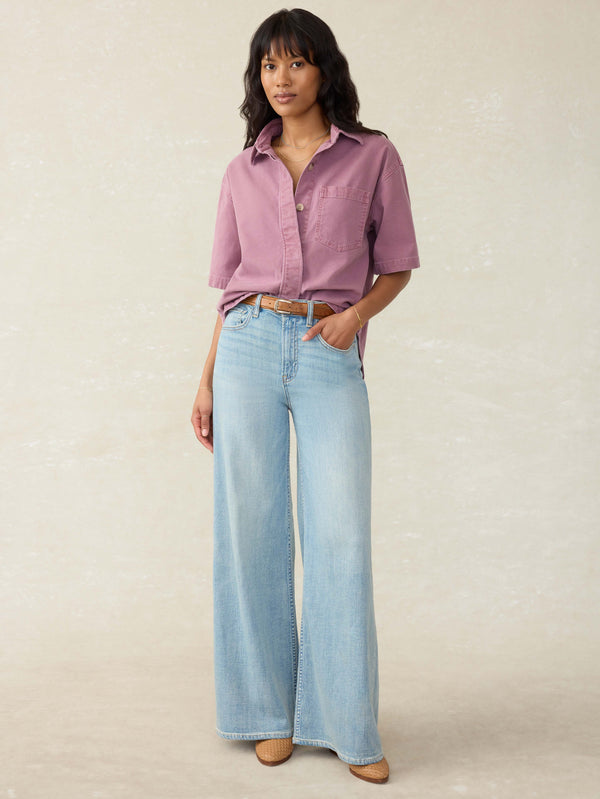 faherty Sunwashed Canvas Overshirt - Weathered Orchid Women's Button Ups